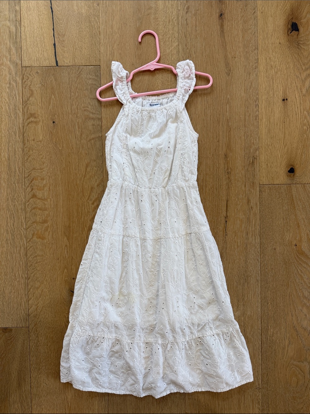 Old Navy White Eyelet Tiered Dress with Ruffle Straps